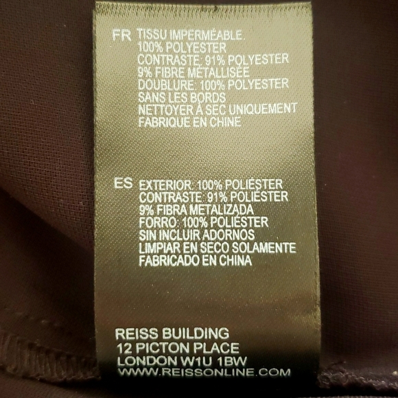 Reiss Black Sleeveless Shift Dress Size 4 Mock Neck Knee Length Shiny Lace Hem - Picture 7 of 7